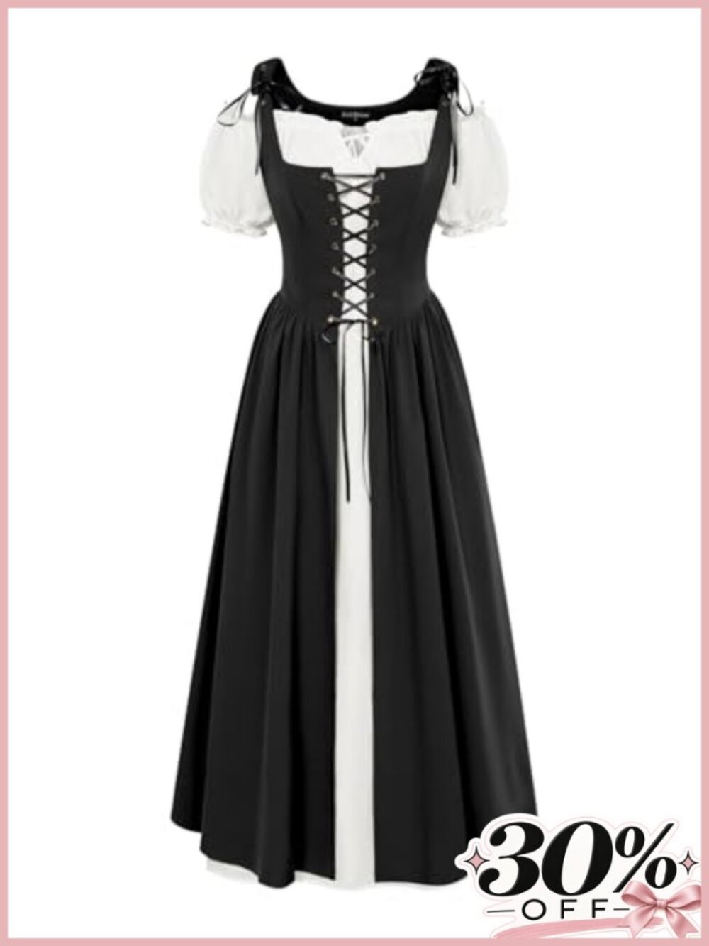 Renaissance Costume 2 Piece Lace-Up Vest Dress & Chemise Medieval